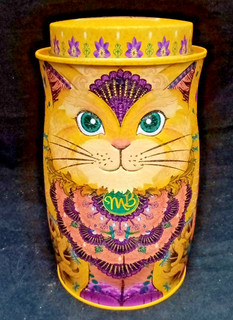 Monty Bojangles Empty Cat Storage Tin Cannister Novelty Yellow Savanna Gold