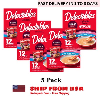 Hartz Delectables Bisque Senior 10+ Lickable Wet Cat Treats Variety Pack 60 Pack
