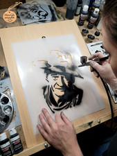 Cowboy stencil Airbrush art stencil available in 2 sizes Mylar ships worldwide.
