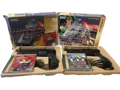 Sega Saturn Virtua Cop Gun Controller Set with Game Software Boxed Lot of 2 JP