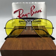 Vintage Ray Ban B L Yellow Kalichrome Black Outdoorsman 58mm Sunglasses USA