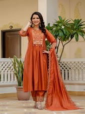 Indian Readymad Party Festive Wedding Rayon Kurta Kurti Pant Set for Women's Gif