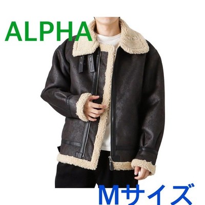 ALPHA B-3 Fake Shearling Jacket Black M Leather Look Warm Used