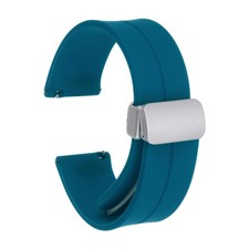 20mm Magnetic Silicone Watch Band with Silver Folding Buckle, Sky Blue