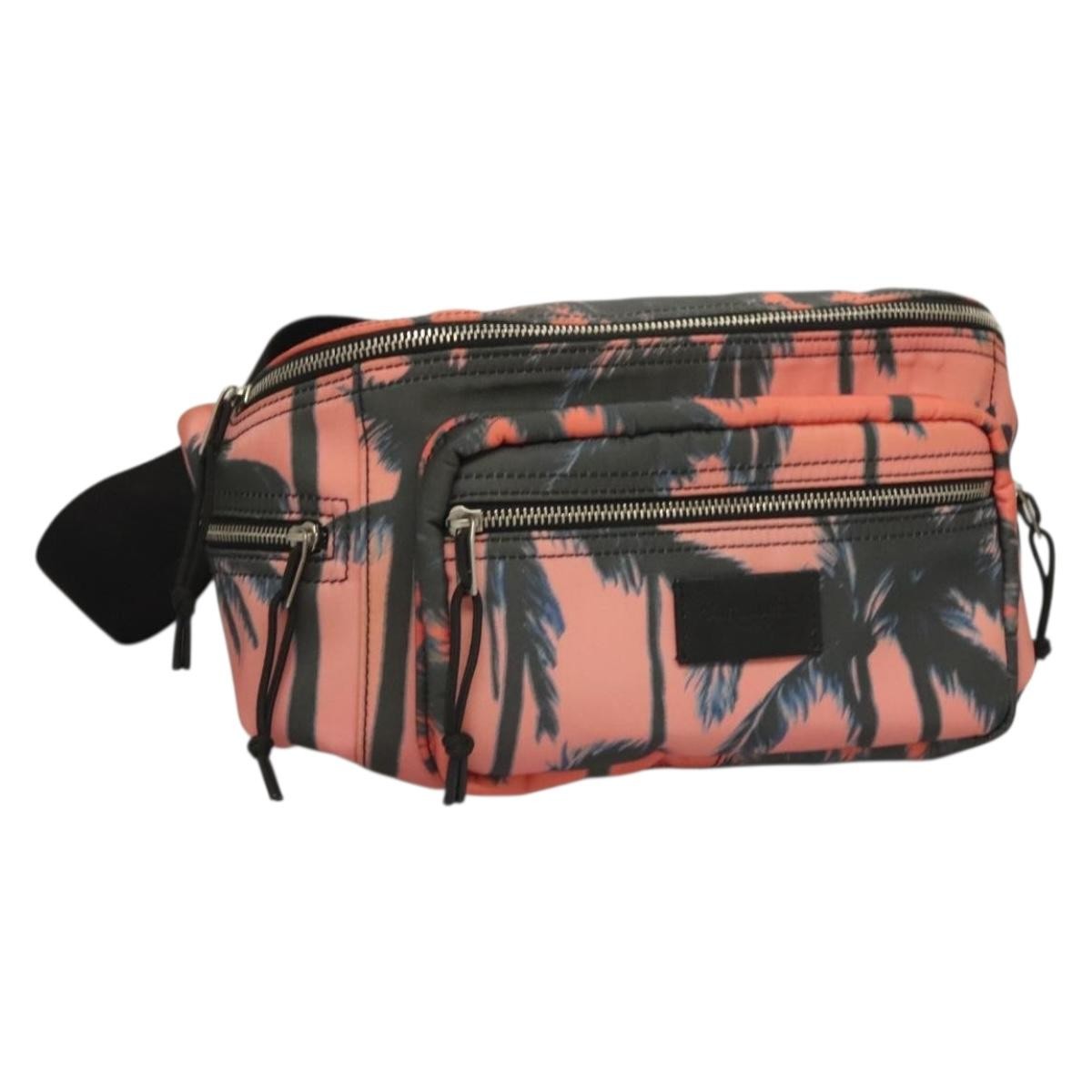 Borsa corpo SAINT LAURENT nylon rosa argento originale bs27374