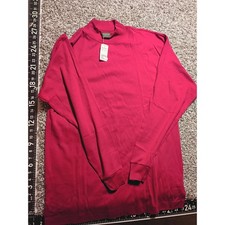 Vintage Cross Creek Mock Neck Long Sleeve Shirt Magenta Red Made in USA Large L