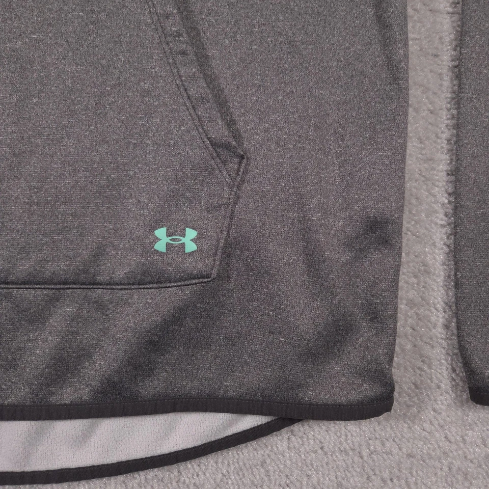 Under Armour Hoodie Womens Small Gray Loose Fit Pullover Script Logo Pocket - Image 4 of 4