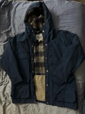 Vintage Woolrich Plaid Flannel Lined Hooded Utility Jacket Canvas Unisex M