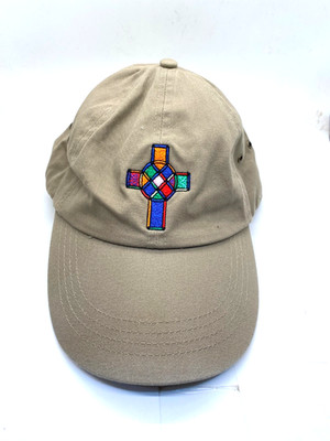 Anvil Tan Baseball Cap with Embroided Cross, First Presbyterian Church