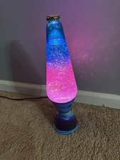 Motion Glitter Lava Lamp Pink  Blue Globe Northern Lights Base 14.5  