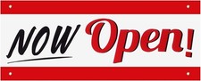 Now Open Flag Vinyl Banner with Rope for Business 16 x 39 Inch NEW