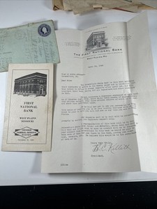 1944 Original WWII-Era First National Bank Of West Plains Ephemera Lot