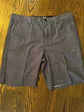 Hurley Men's Gray Microfiber Chino Shorts Flat Front 10" Inseam MWS0005680