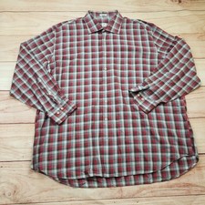 Peter Millar Shirt Mens 2XL XXL Red Gray Plaid Button Down Long Sleeve Golf