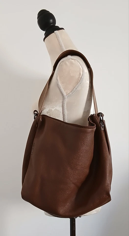 MANDARINA DUCK TASCHE BRAUN LEDER SEITENTASCHEN REISSVERSCHLUSS SCHULTERRIEMEN - Bild 3 von 4