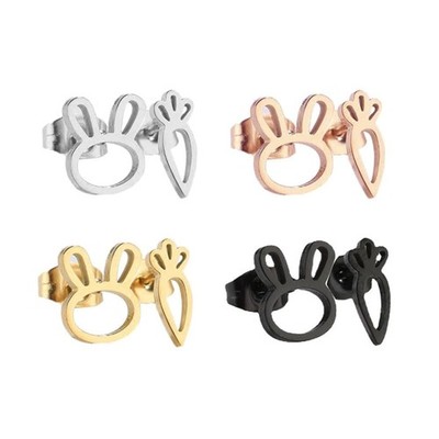 4 Paar Hase Häschen Ohrstecker für Damen winzig Edelstahl Hase Tier