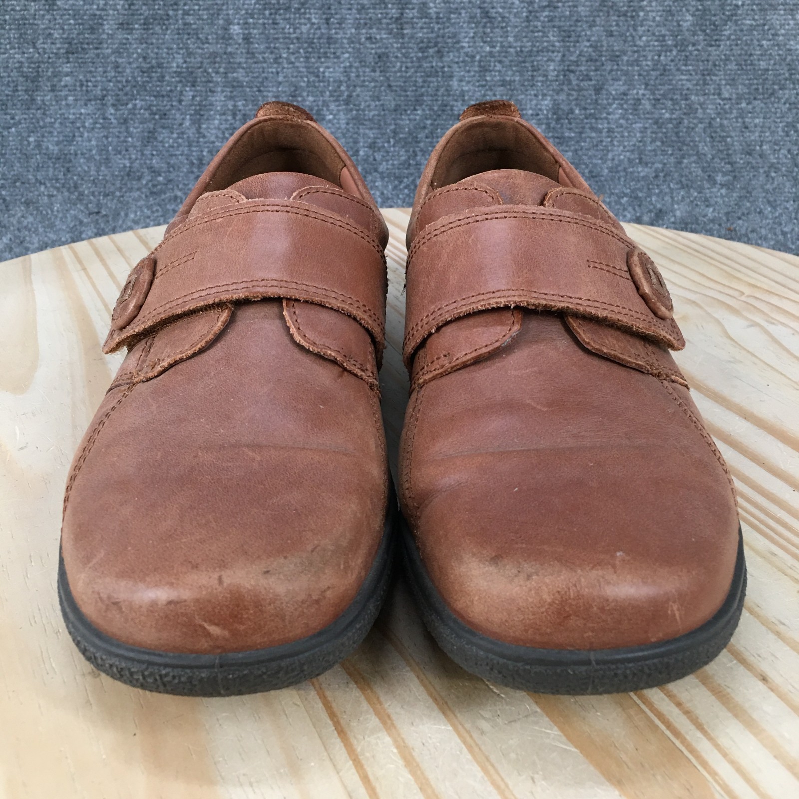 Hotter Sugar Shoes Womens 8 Leather Slip On Button Casual Comfort Low Top Brown image 8