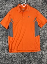 Under Armour Polo Mens Large Loose Short Sleeve Heatgear Vented Orange