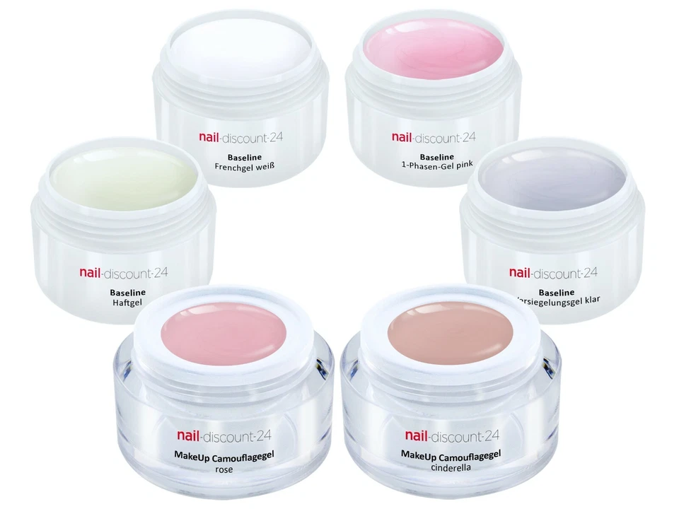 BabyBoomer 6x Farb Gel SET XXL UV GEL French Nagel Aufbau Haft Camouflage Tips - Bild 2 von 4