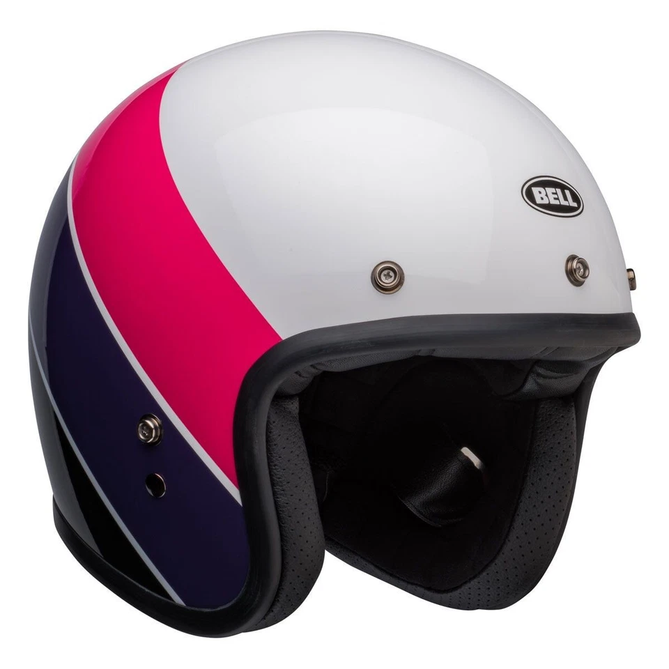Casque Jet Moto Vintage Bell Custom 500 Riff Rose/Violet Noir - Photo 4/4