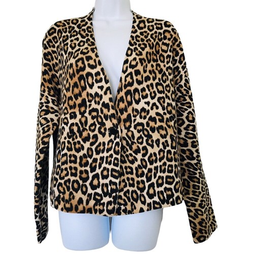 Chicos Leopard Print One Button Brown 