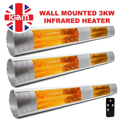 3x 3KW Outdoor Electric Patio Heater Wall Mounted Infrared Water