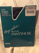 Vintage Sears hug along navy nude pantyhose size average