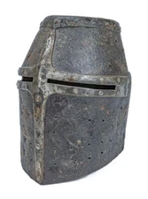SCARCE ORIGINAL 14TH/17TH CENTURY GERMAN GREAT HELM, TOPFHELM FUNERAL HELMET