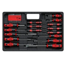 42PCS Magnetic Screwdriver Set with Tray Torx Phillips Flat Hex Pozi Non-Slip