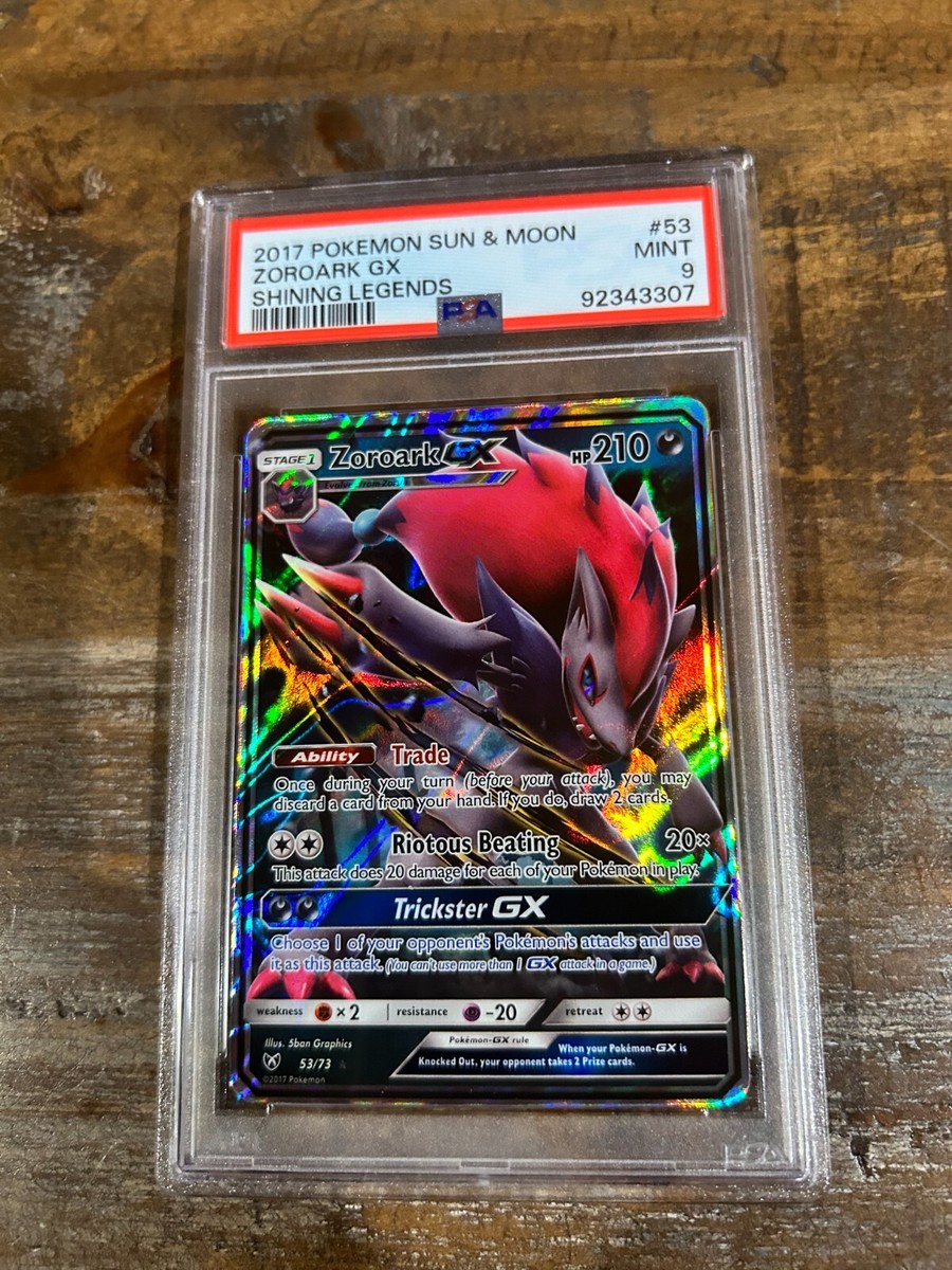 POKEMON 2017 Sun Moon Shining Legends ZOROARK GX #53 PSA 9 Mint