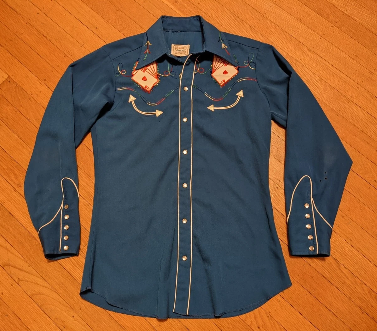 H BAR C RANCHWEAR VinTagE 1950s Embroidered POKER GAMBLER COWBOY