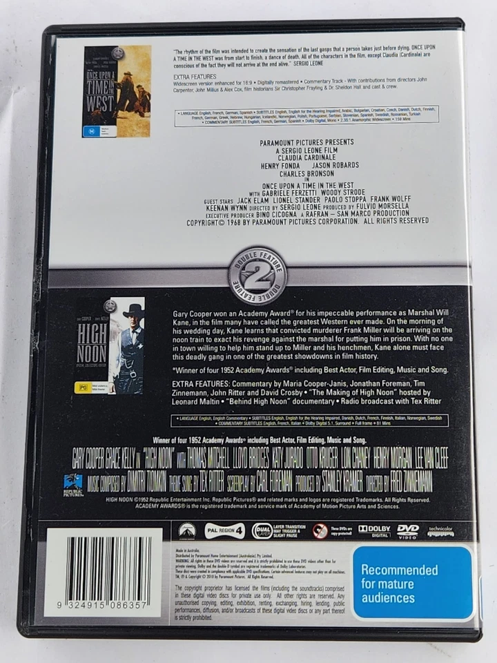 Once Upon A Time In The West / High Noon New Unsealed - Region 4 - Image 2 of 2