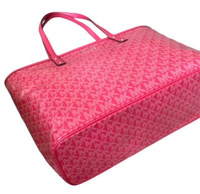Michael Kors Signature Carter Large Top Zip Tote Bag Dark Pink 