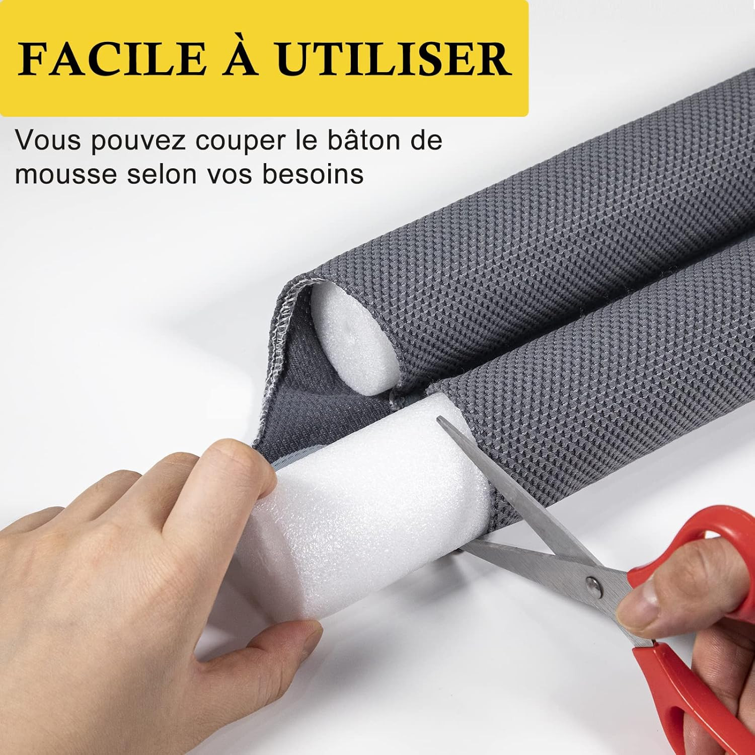 Bas de porte 90cm isolant boudin double protection gris en mousse - 4