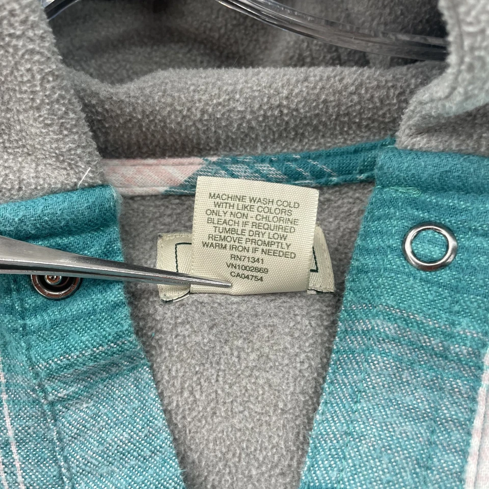 L.L.Bean флис с подкладкой фланелевая рубашка Kids большой зеленый клетку открытый лагерь Shacket - Изображение 4 из 4