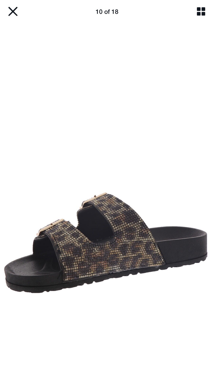 PANTOFOLA D’ORO DONNA Bebe Pantofole Slides Avonlea Cristallo STAMPA TIGRE NERO CON ORO Tg 7 Nuove Bx