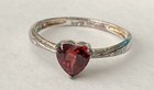 0.79ct Heart Vermelho Garnet Sterling Silver Rhodium Size 7.75 Ring 1.5g — photo 4