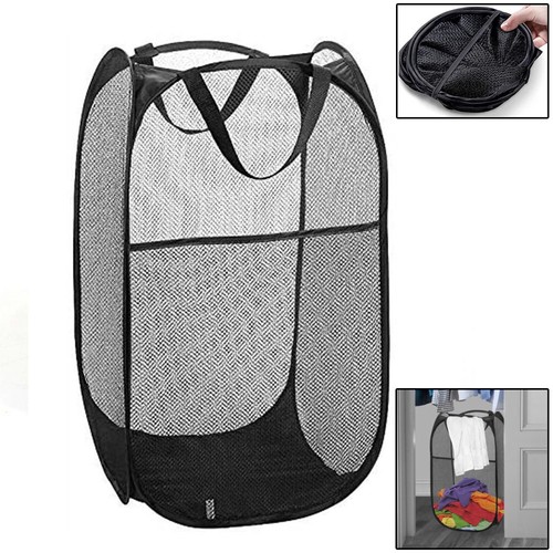 Collapsible Laundry Hamper Large Mesh,Pop up Laundry Cart Clothes