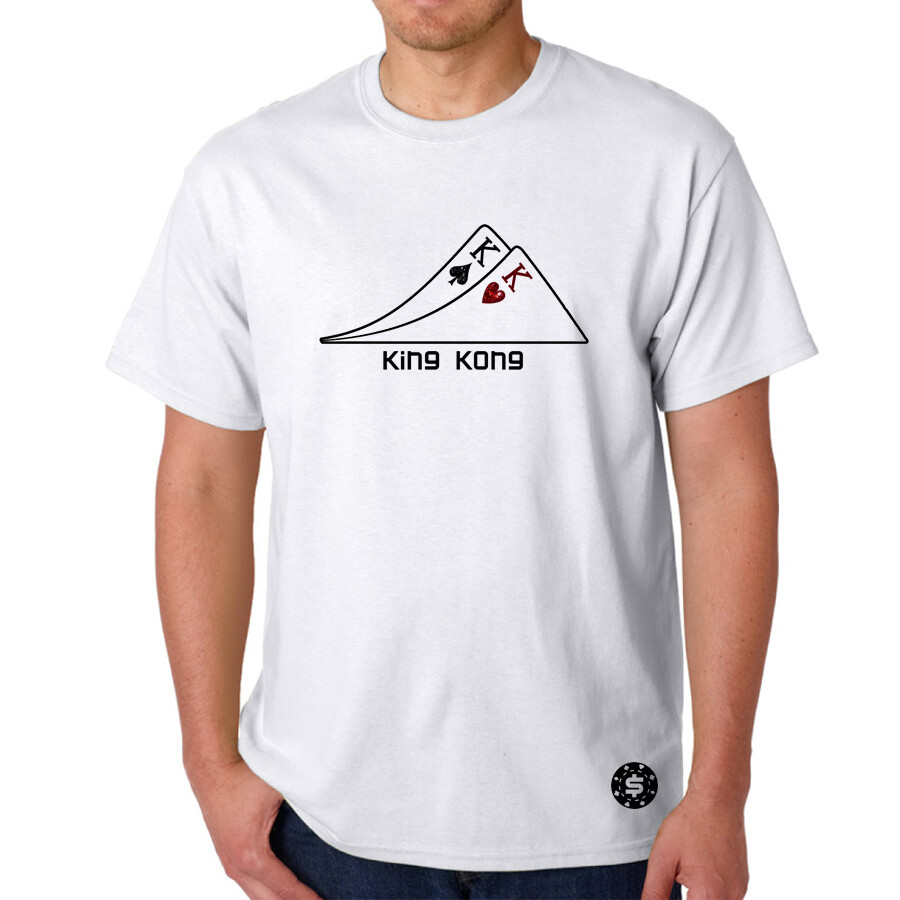 T-shirt Poker Blanc Imprimé Paire de Rois au Design King Kong Original