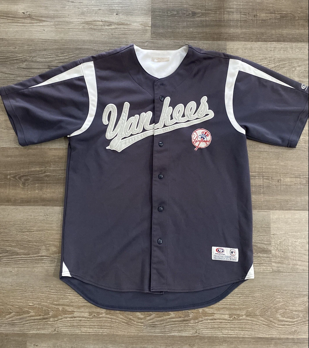 MLB Yankees Jersey Sewn Large Navy True Fan Series Genuine Merchandise Sz  L/42