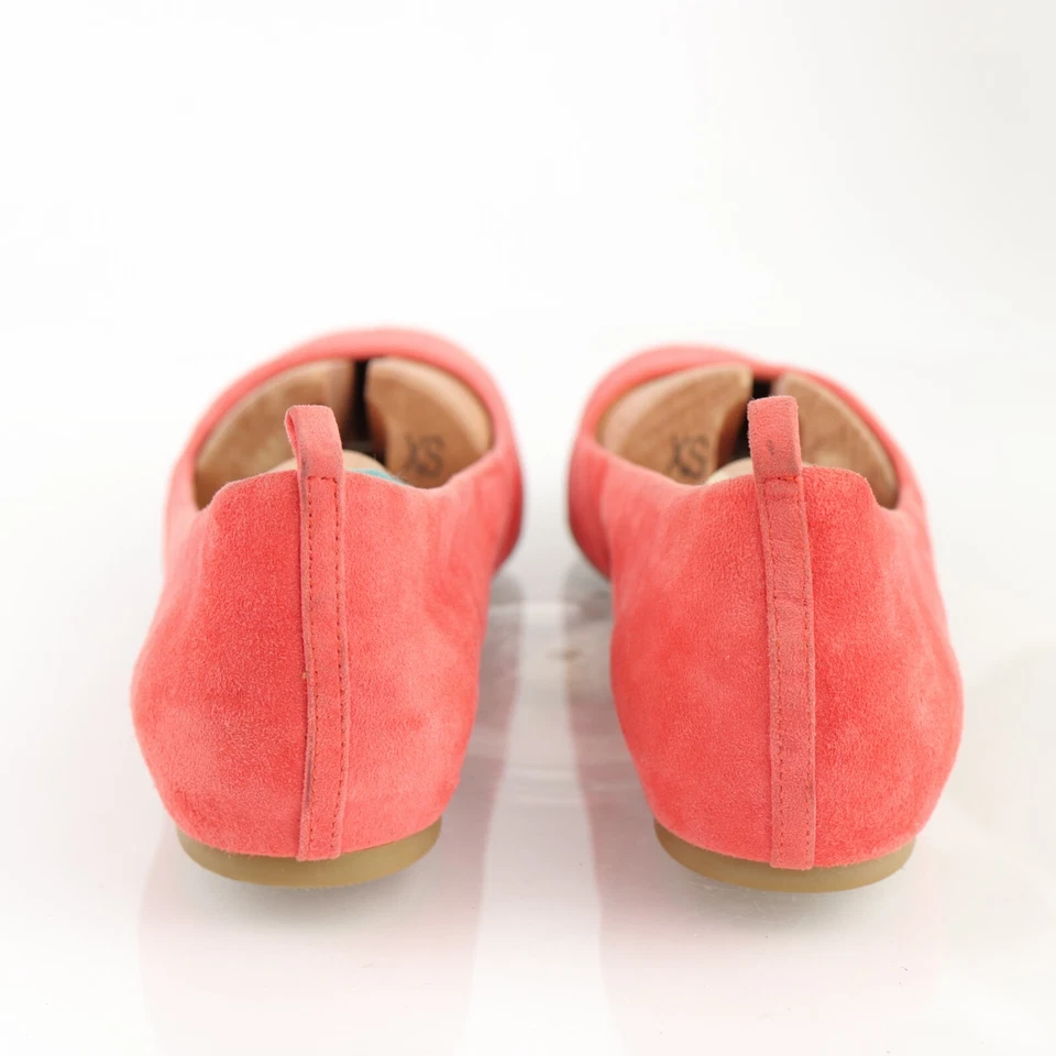 J Crew женщин Anya балет плоский размер 7,5 коралл красный замши поскользнуться на обуви классический - Изображение 4 из 4