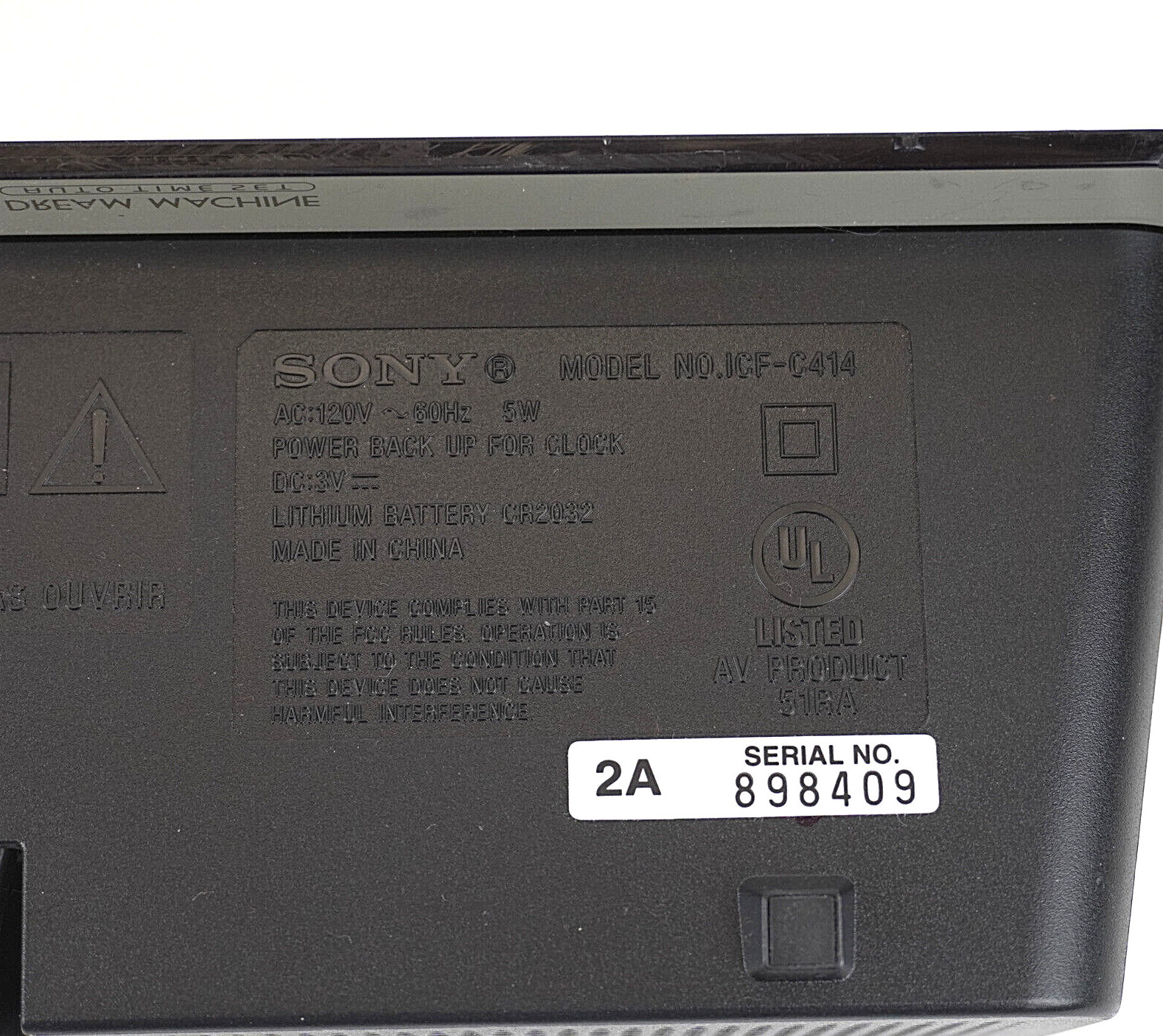 Sony Dream Machine Radio FMAM Clock Auto Model ICFC414 Time Set Dual