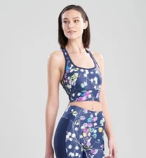 NWT! Josie Natori Women Size XL Solstice T-Back Crop Top Sports Bra Wave Blue