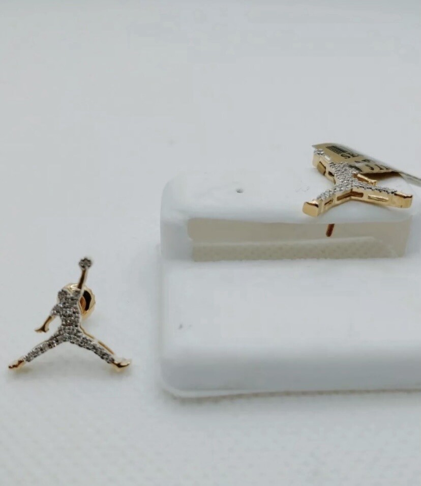 10k Air Jordan Jumpman 11 Custom Diamond Earrings Gem