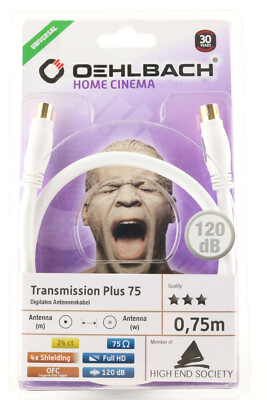 Oehlbach Transmission Plus 75 digitales Antenne Sat Anschluss Kabel 75cm 491