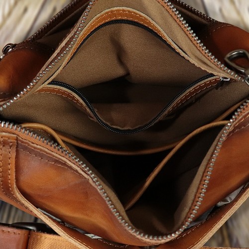 Genuine Leather Messenger Bag for Men Crossbody Shoulder Bag Casual Sling Bag - Picture 9 of 11
