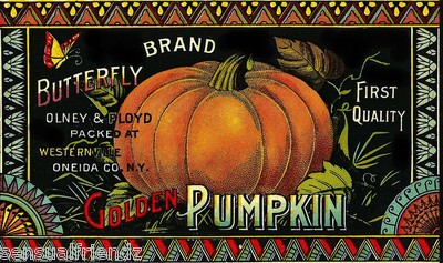 Olney & Floyd Golden Pumpkin #1 Vegetable  Crate Label Art Print Oneida Co NY