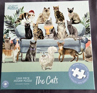 Jigsaw Puzzle Professor Puzzle THE CATS 1000 Piece  With Poster Complete NIB