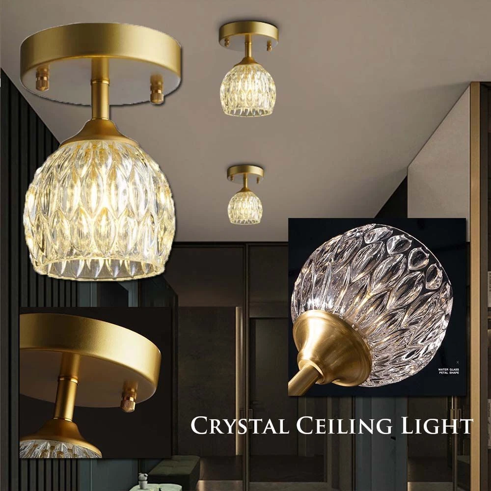 Semi flush mount chandelier gold deals