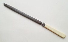 Vtg butchers knife sharpening steel cream resin faux bone handle 11⅛in 28.3cm